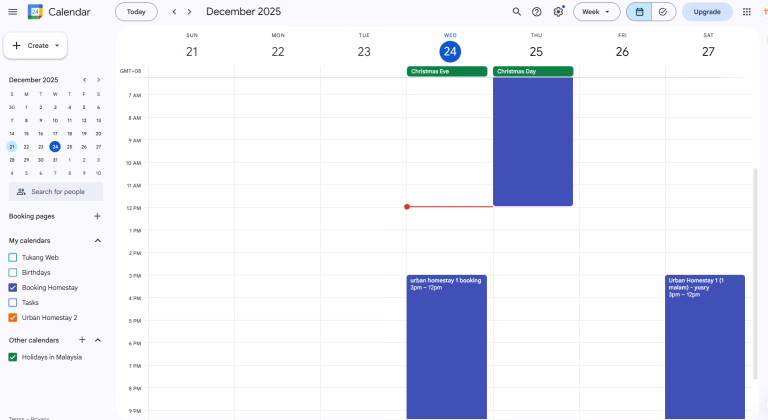 tempahan di google calendar